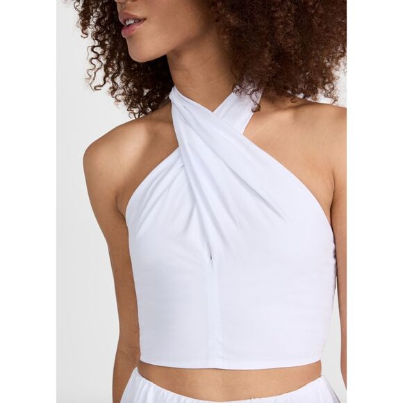 STAUD Kai Twist Halter Crop Top White NWT Sz 8 - Picture 1 of 5